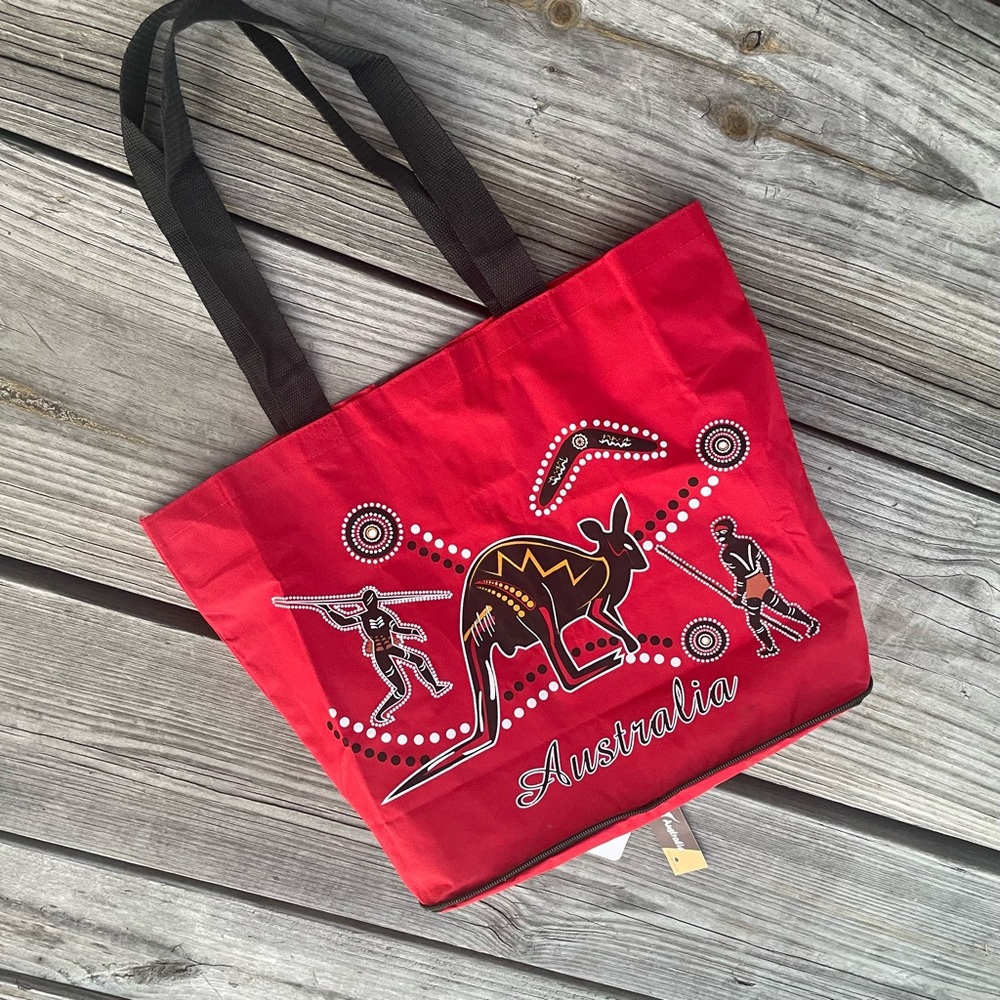 Australia Kangaroo Graphic Foldable Travel Vacation Beach Pool Bag Tote Shopper